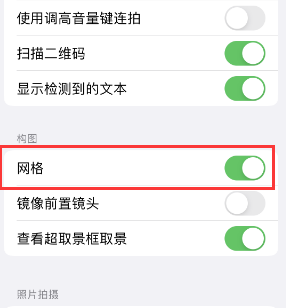 龙泉驿苹果手机维修网点分享iPhone如何开启九宫格构图功能 