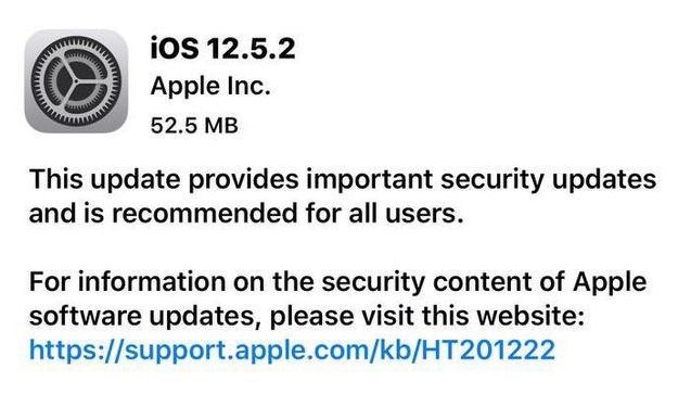 龙泉驿苹果手机维修分享iOS12.5.2发布，建议所有老苹果用户安装 